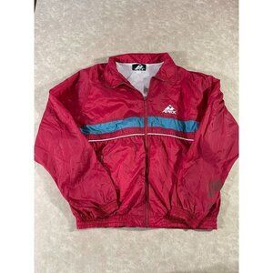 APEX Men's Windbreaker Full Zip Logo Jacket Collared Polyester Red Large‎